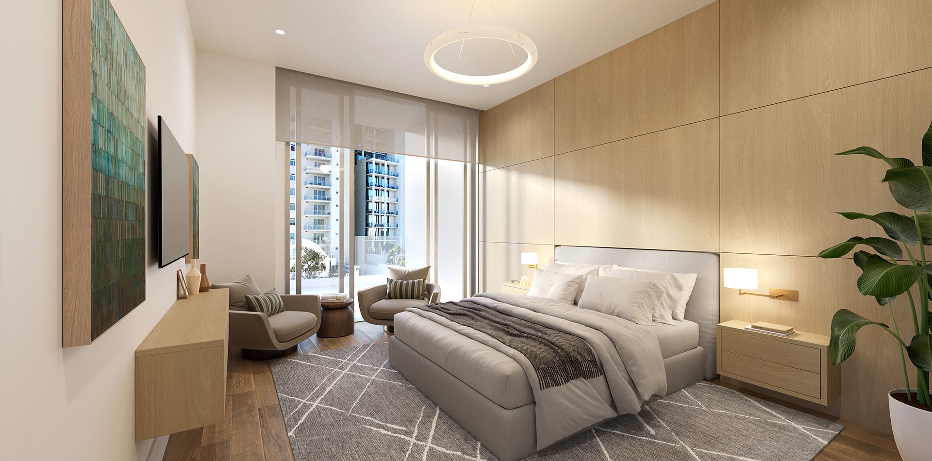 625 Sarasota - The Palm Residence Bedroom Rendering